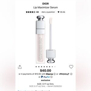 NWT- Dior- Addict Lip Maximizer SERUM - 001 Universal Clear
